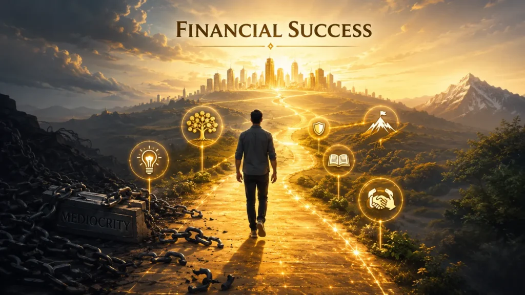 6 signs you're going to be financially successful infographic showing habits of self-made millionaires and wealth-building mindset