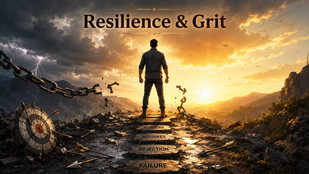 Strong resilience and grit sign of financial success - perseverance through failure wealth building