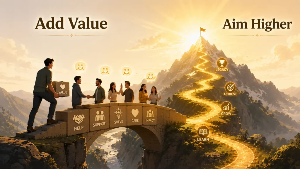 Add massive value and never settle sign of financial success - ambition and value creation for wealth