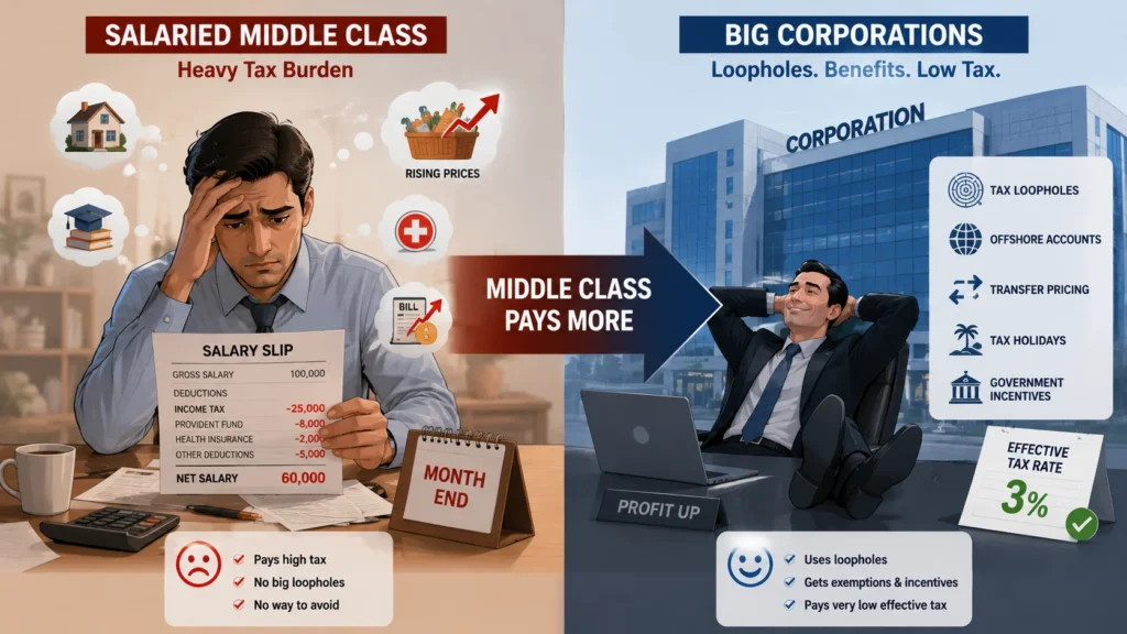 Direct taxes burden on middle class vs corporations: Why salaried people pay more while big companies use loopholes