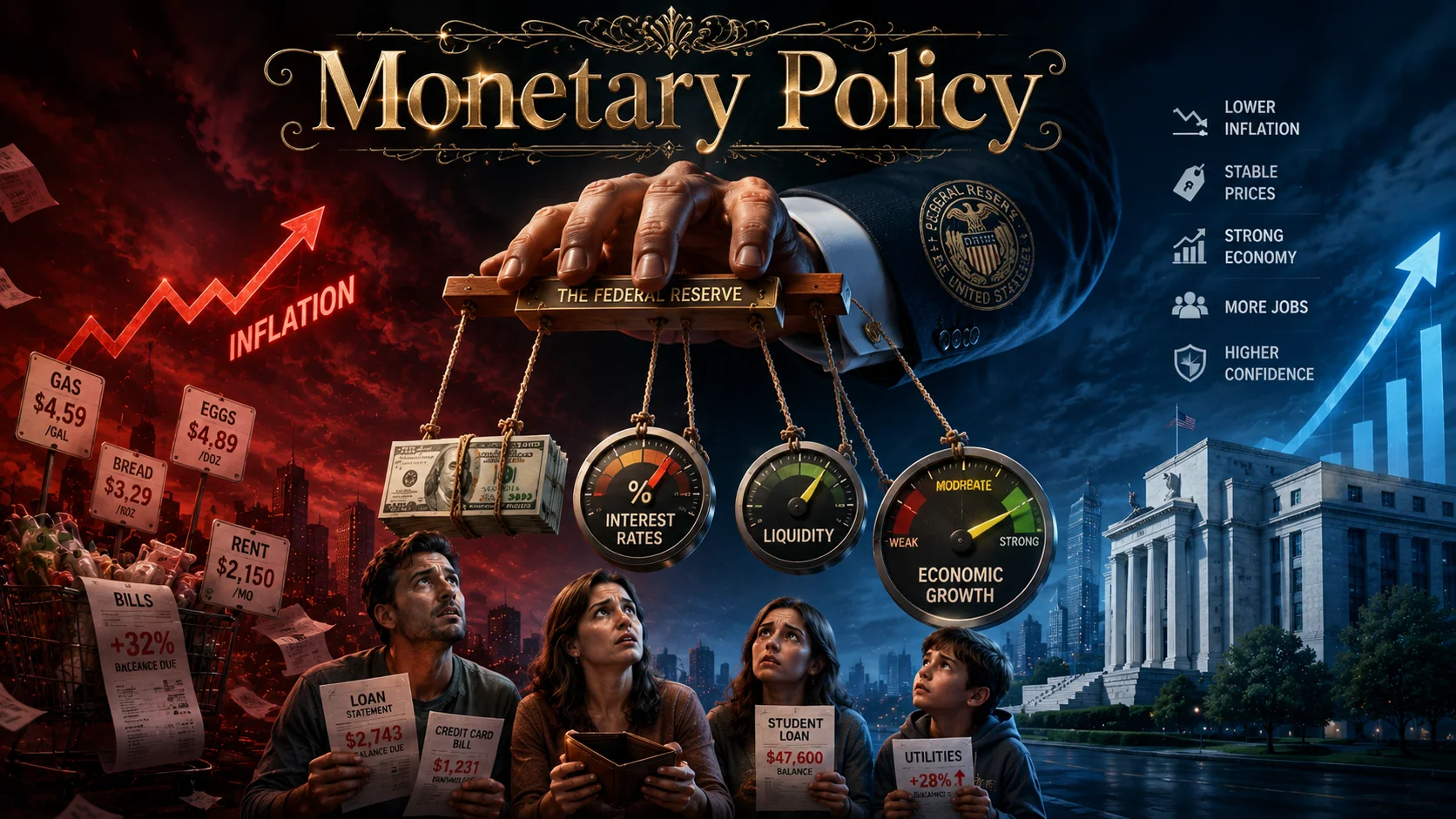 Monetary policy explained: How central banks control money supply, interest rates, inflation, and impact on common people savings, loans, and daily life