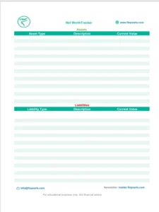 Net Worth Tracker excel preview