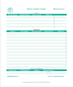 Budget Planner Sheet Preview