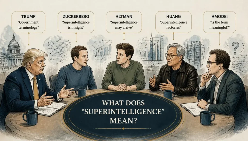 AI leaders discussing different meanings of superintelligence