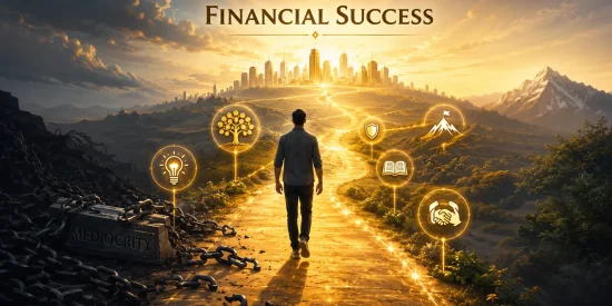 6 signs you're going to be financially successful infographic showing habits of self-made millionaires and wealth-building mindset